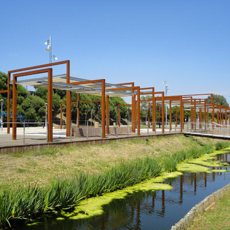 表面安装凉棚架 - PERGOLA U SYSTEM - URBADIS Microarquitectura - 电镀钢 / 模块化 / 商用