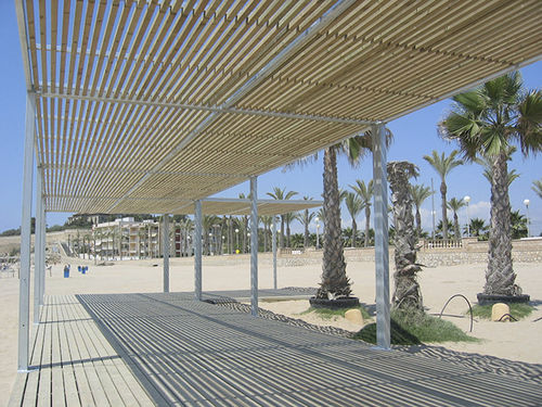 表面安装凉棚架 - PERGOLA HABANA 2 - URBADIS Microarquitectura - 电镀钢 / 木制棚顶 / 模块化