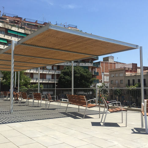 表面安装凉棚架 - HABANA 7 - URBADIS Microarquitectura - 电镀钢 / 木制棚顶 / 定制