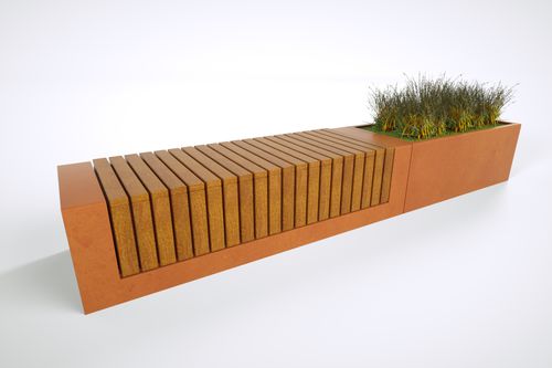 现代风格公共长椅 - RAKT STEEL - Factory Street Furniture - 木质 / 特种钢 / 模块化