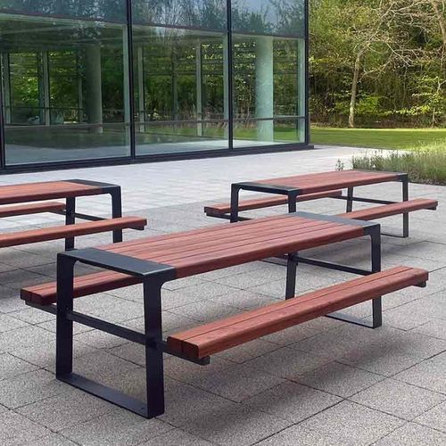 现代风格野餐桌 - MURTON - Factory Street Furniture - 木质 / 镀锌钢桌脚 / 不锈钢桌脚