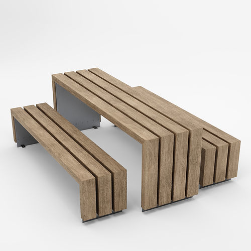 现代风格桌 - BLOC - Factory Street Furniture - 木质 / 不锈钢桌脚 / 长方形