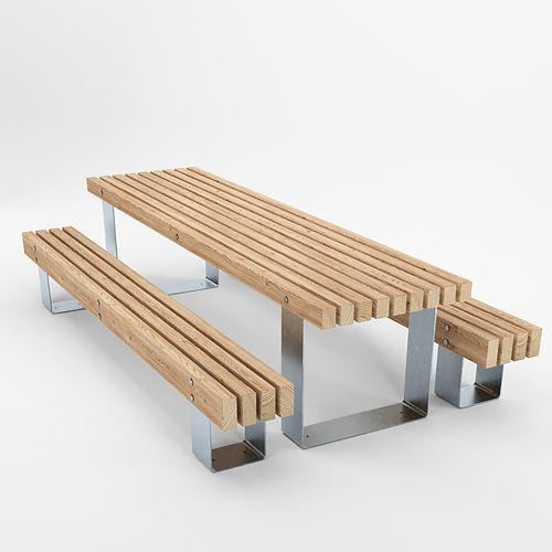 现代风格野餐桌 - QUAY TABLE - Factory Street Furniture - 木质 / 镀锌钢桌脚 / 长方形