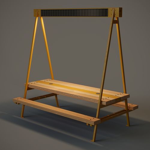 现代风格野餐桌 - MEET - Factory Street Furniture - 木质 / 镀锌钢桌脚 / 长方形