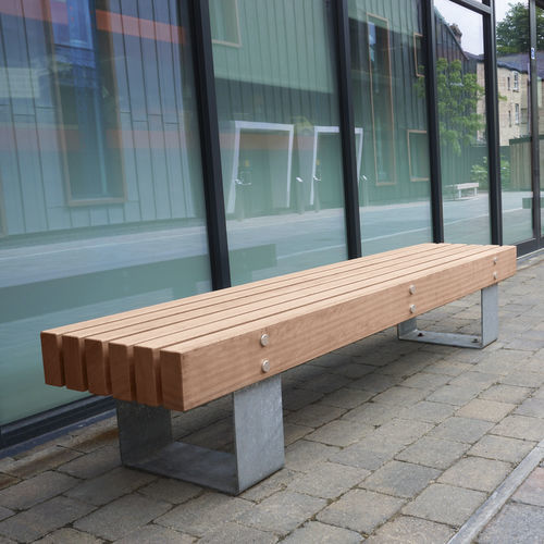 现代风格公共长椅 - QUAY - Factory Street Furniture - 木质 / 电镀钢 / 无靠背