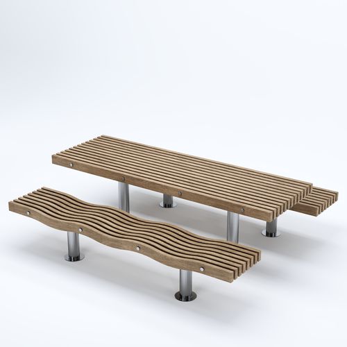 现代风格桌 - SERPENTINE - Factory Street Furniture - 木质 / 不锈钢桌脚 / 长方形