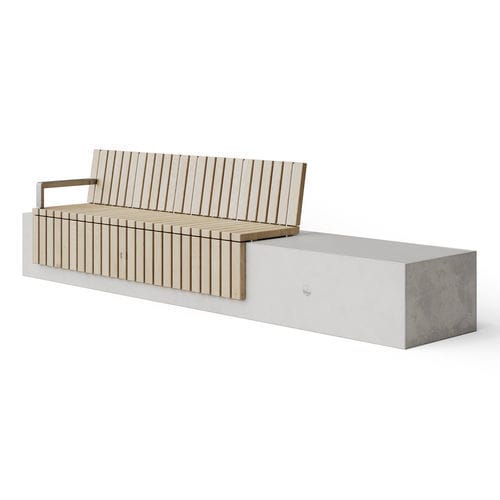 现代风格公共长椅 - SOCA X-ways Slat Downstand Seat - Factory Street Furniture - 木质 / 混凝土 / 金属