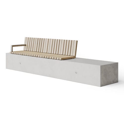 现代风格公共长椅 - SOCA Crossways Slat Seat - Factory Street Furniture - 木质 / 混凝土 / 金属