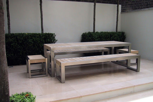 现代风格餐桌 - SKOP - Factory Street Furniture - 木质 / 不锈钢 / 长方形