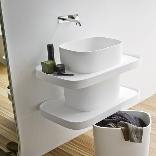 立柱台盆 - Rexa Design - Corian®可丽耐 / 带搁板 / 无孔