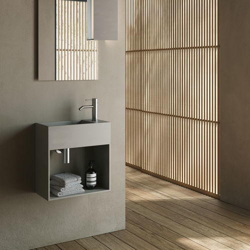 悬挂式洗手池 - Rexa Design - 长方形 / Corian®可丽耐 / 带毛巾架