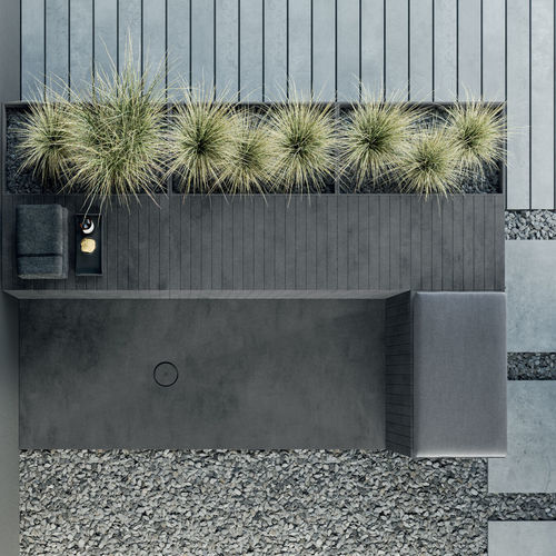 现代风格软包长凳 - Rexa Design - 布料 / Corian®科里安桌脚 / Corian®可丽耐