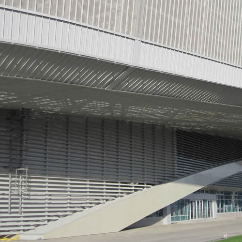 铝制建筑遮阳板 - ADLER ICE SCATING ARENA  - Arconic Architectural Products SAS, Merxheim/Frank - 用于外墙 / 立式 / 卧式
