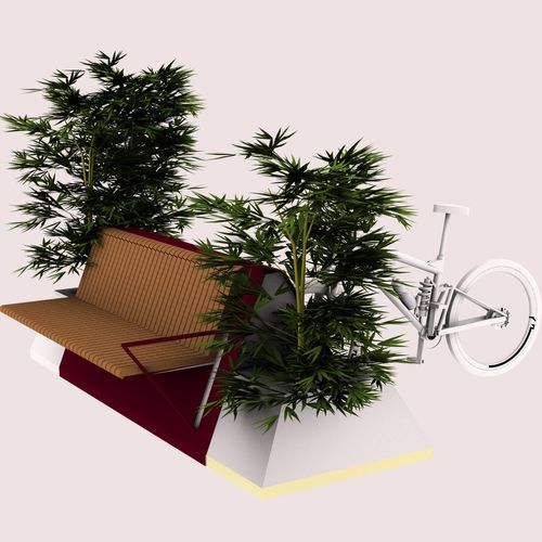 现代风格公共长椅 - TRIANGLE SYSTEM  - CITYSì - 木质 / 喷漆钢 / 带椅背