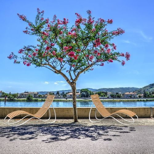 现代风格日光浴躺椅 - SIESTA - CITYSì - 木质 / 电镀钢 / 喷漆钢