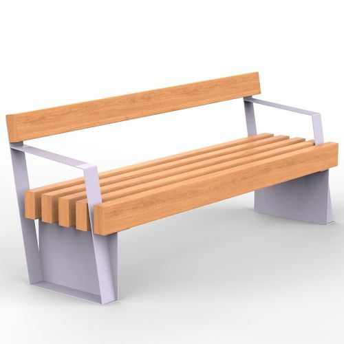 现代风格长椅 - FASSA bench - CITYSì - 木质 / 喷漆钢 / 带椅背