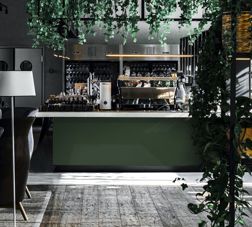 坚硬表面厨房台面 - FOREST SF061 - Staron Solid Surfaces - 商用 / 绿色 / 防污渍