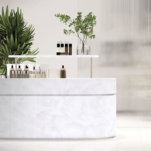 坚硬表面厨房台面 - Downy Dove SP105 - Staron Solid Surfaces - 商用 / 白色 / 抛光