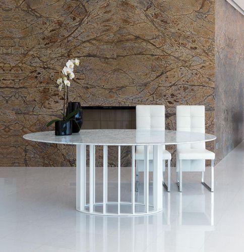 现代风格桌 - LIFE CLASS : EMBASSY - Italy Dream Design - 大理石 / 镀铬金属桌脚 / 涂漆金属桌脚