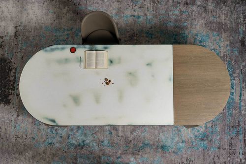 熔岩石餐桌 - ATLANTE - Italy Dream Design - 橡木桌脚 / 椭圆 / 半圆