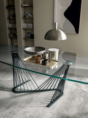 现代餐桌 - HARP - Italy Dream Design - 淬火玻璃 / 金属桌脚 / 长方形