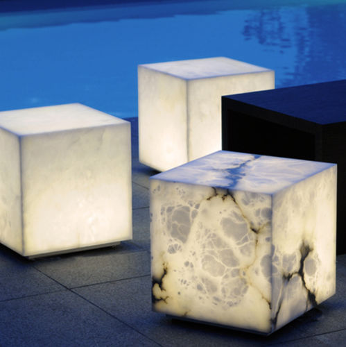 现代风格茶几 - CUBY - Atelier-alain-ellouz - 蜡石 / 雪花石膏桌脚 / 正方形
