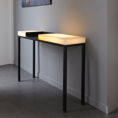 现代风格玄关桌 - MARION - Atelier-alain-ellouz - 蜡石 / 金属桌脚 / 长方形