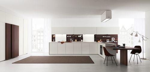 现代风格厨房 - AXIS012 - Zampieri Cucine - 木制贴皮 / 无把手 / 烤漆