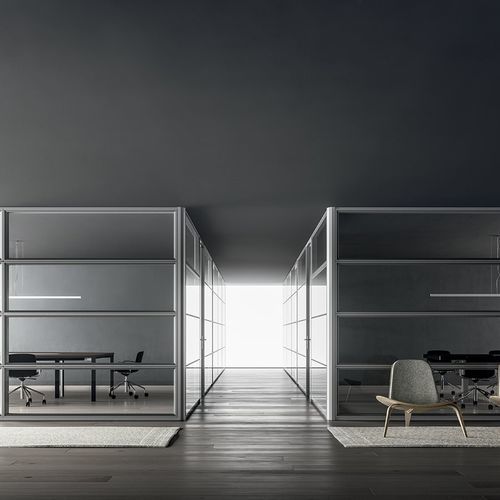 活动隔断 - DV604 - Della Valentina Office - 玻璃板 / 钢 / 三聚氰胺