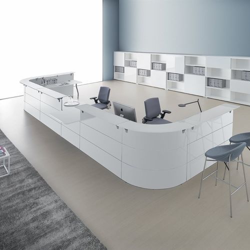 组合式前台接待桌 - DV701 ABAKO - Della Valentina Office - 圆弧形 / 木质 / 玻璃