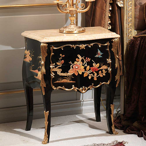 路易十五床头柜 - EMPERADOR GOLD  - VIMERCATI MEDA LUXURY CLASSIC FURNITURE - 胡桃木 / 核桃木桌脚 / 长方形