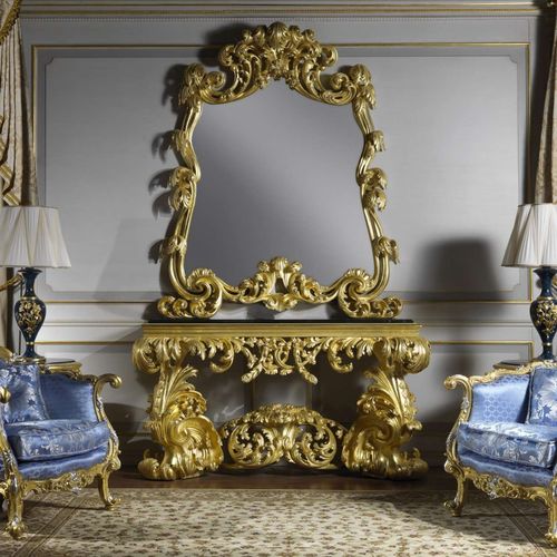 巴洛克风格玄关桌 - art. 995 - VIMERCATI MEDA LUXURY CLASSIC FURNITURE - 大理石 / 带金色金属底座 / 长方形