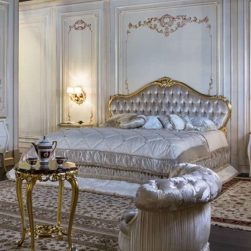 双人床 - carving and gilding - VIMERCATI MEDA LUXURY CLASSIC FURNITURE - 经典风格 / 布艺 / 带软包床头板