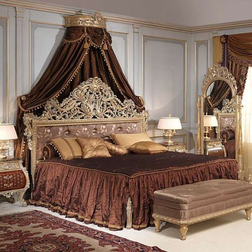 双人床 - EMPERADOR GOLD  - VIMERCATI MEDA LUXURY CLASSIC FURNITURE - 路易十五风格 / 布艺 / 带软包床头板