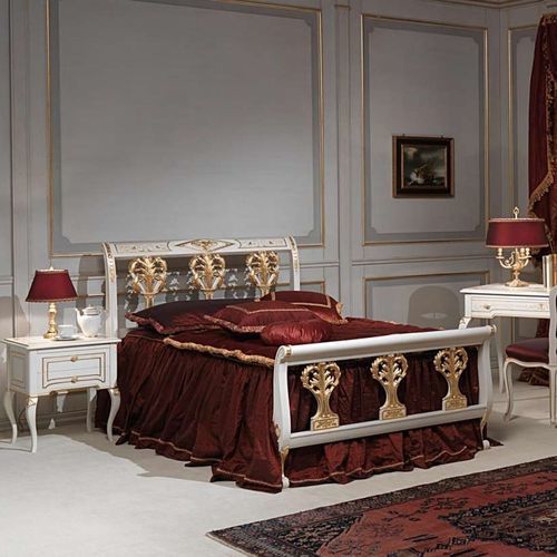 双人床 - FRENCH 18TH CENTURY - VIMERCATI MEDA LUXURY CLASSIC FURNITURE - 法式 / 带软包床头板 / 雕花木头