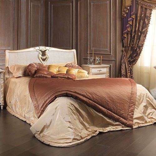 双人床 - White and Gold - VIMERCATI MEDA LUXURY CLASSIC FURNITURE - 经典风格 / 布艺 / 带软包床头板