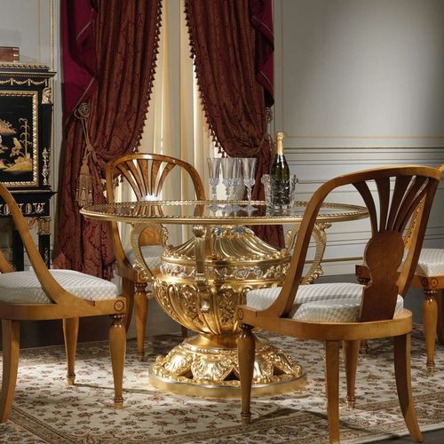 传统风格餐桌 - Versailles - VIMERCATI MEDA LUXURY CLASSIC FURNITURE - 水晶 / 木桌脚 / 圆形