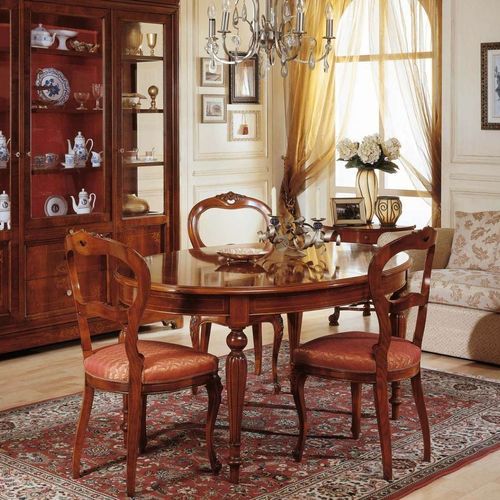 法式餐桌 - art. 281/279 - VIMERCATI MEDA LUXURY CLASSIC FURNITURE - 胡桃木 / 核桃木桌脚 / 椭圆