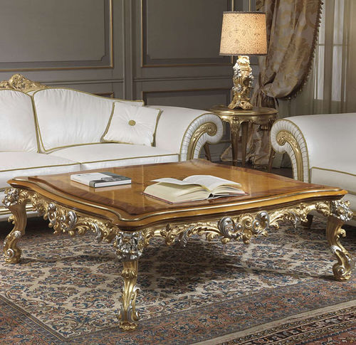 经典风格茶几 - IMPERIAL - VIMERCATI MEDA LUXURY CLASSIC FURNITURE - 皮质 / 木桌脚 / 正方形