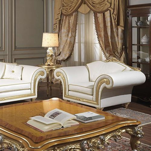 经典风格扶手椅 - IMPERIAL - VIMERCATI MEDA LUXURY CLASSIC FURNITURE - 皮质 / 白色 / 金色