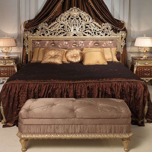 经典风格软包长凳 - EMPERADOR GOLD  - VIMERCATI MEDA LUXURY CLASSIC FURNITURE - 布料 / 木桌脚 / 米色