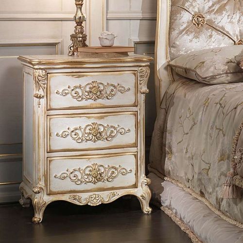 路易十六风格床头柜 - WHITE AND GOLD - VIMERCATI MEDA LUXURY CLASSIC FURNITURE - 木质 / 木桌脚 / 长方形