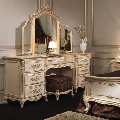 路易十六风格梳妆台 - WHITE AND GOLD - VIMERCATI MEDA LUXURY CLASSIC FURNITURE - 木质 / 单人