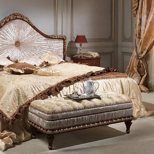 经典风格软包长凳 - LOUVRE - VIMERCATI MEDA LUXURY CLASSIC FURNITURE - 布料 / 米色 / 金色