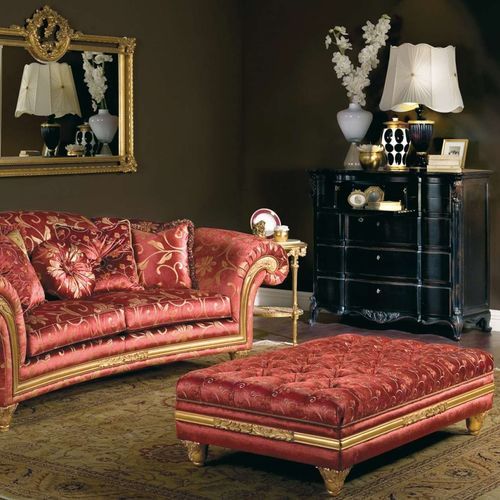 经典风格软包长凳 - Palace - VIMERCATI MEDA LUXURY CLASSIC FURNITURE - 布料 / 红色 / 金色