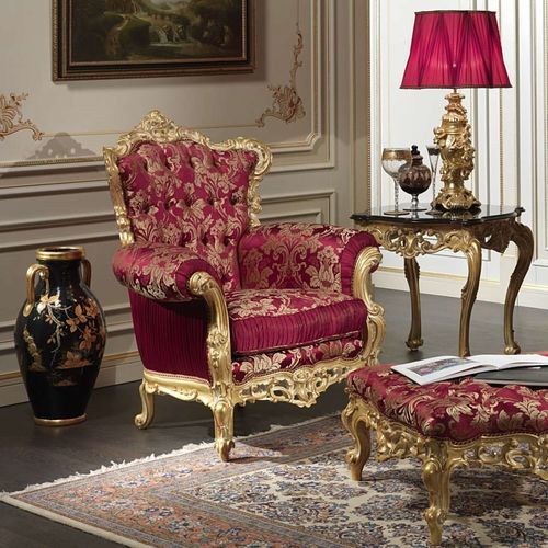 巴洛克风格扶手椅 - Barocco - VIMERCATI MEDA LUXURY CLASSIC FURNITURE - 布料 / 红色 / 金色