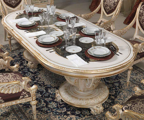 路易十六风格餐桌 - art. 2001 - VIMERCATI MEDA LUXURY CLASSIC FURNITURE - 玻璃 / 木桌脚 / 椭圆
