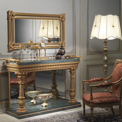 皇家风格玄关桌 - EMPIRE  - VIMERCATI MEDA LUXURY CLASSIC FURNITURE - 大理石 / 带金箔木底座 / 长方形
