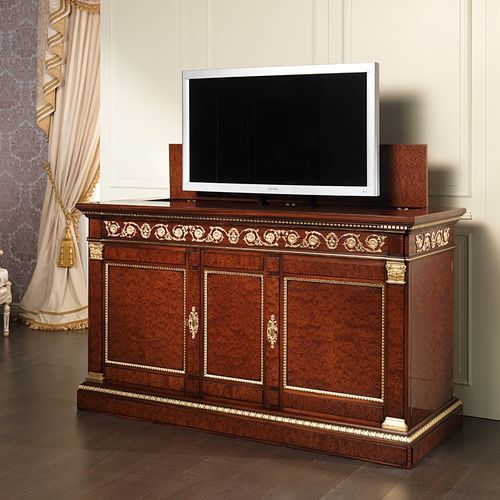 皇家风格电视柜 - art. 90 - VIMERCATI MEDA LUXURY CLASSIC FURNITURE - 屏幕升降 / 黄铜 / 桃花心木