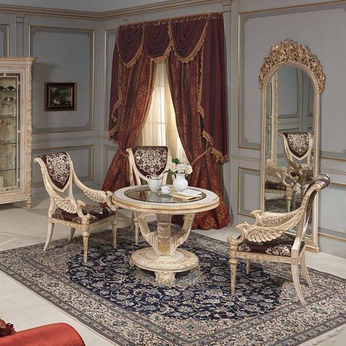 路易十六风格桌 - art. 970 - VIMERCATI MEDA LUXURY CLASSIC FURNITURE - 玻璃 / 木桌脚 / 圆形